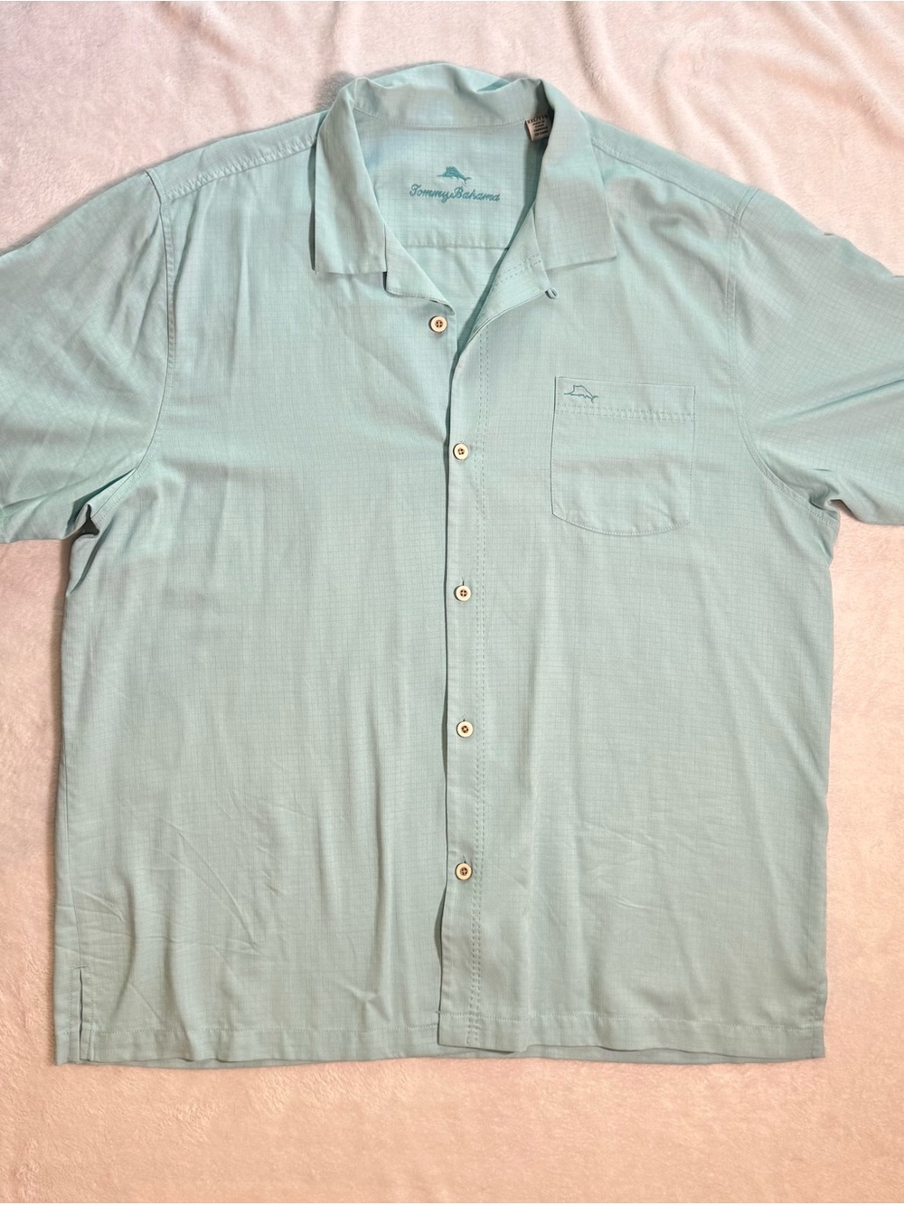 Tommy Bahama Men’s Aqua Short-Sleeve Camp Shirt
